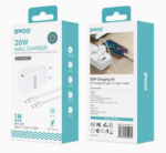 Laddare USB C 20W Power Delivery med Type C-kabel 1m Bwoo Vit - Bild 4