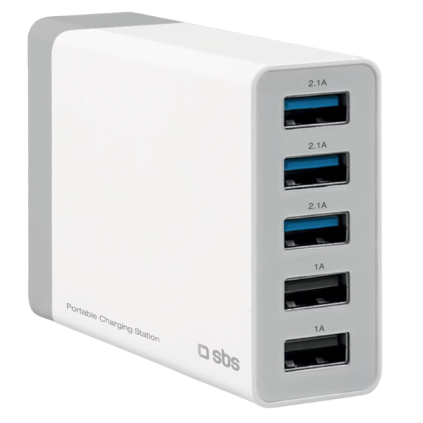 SBS 7000 mA Charging Station med 5 USB-portar