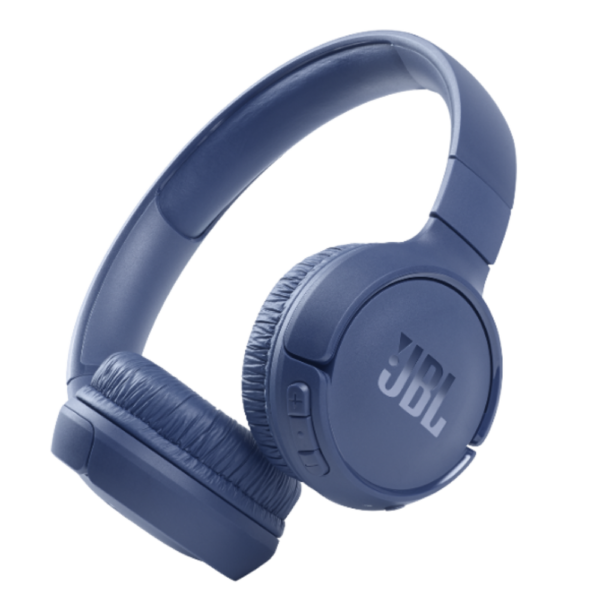 JBL Tune 510BT , Blå hörlurar med JBL-logotyp